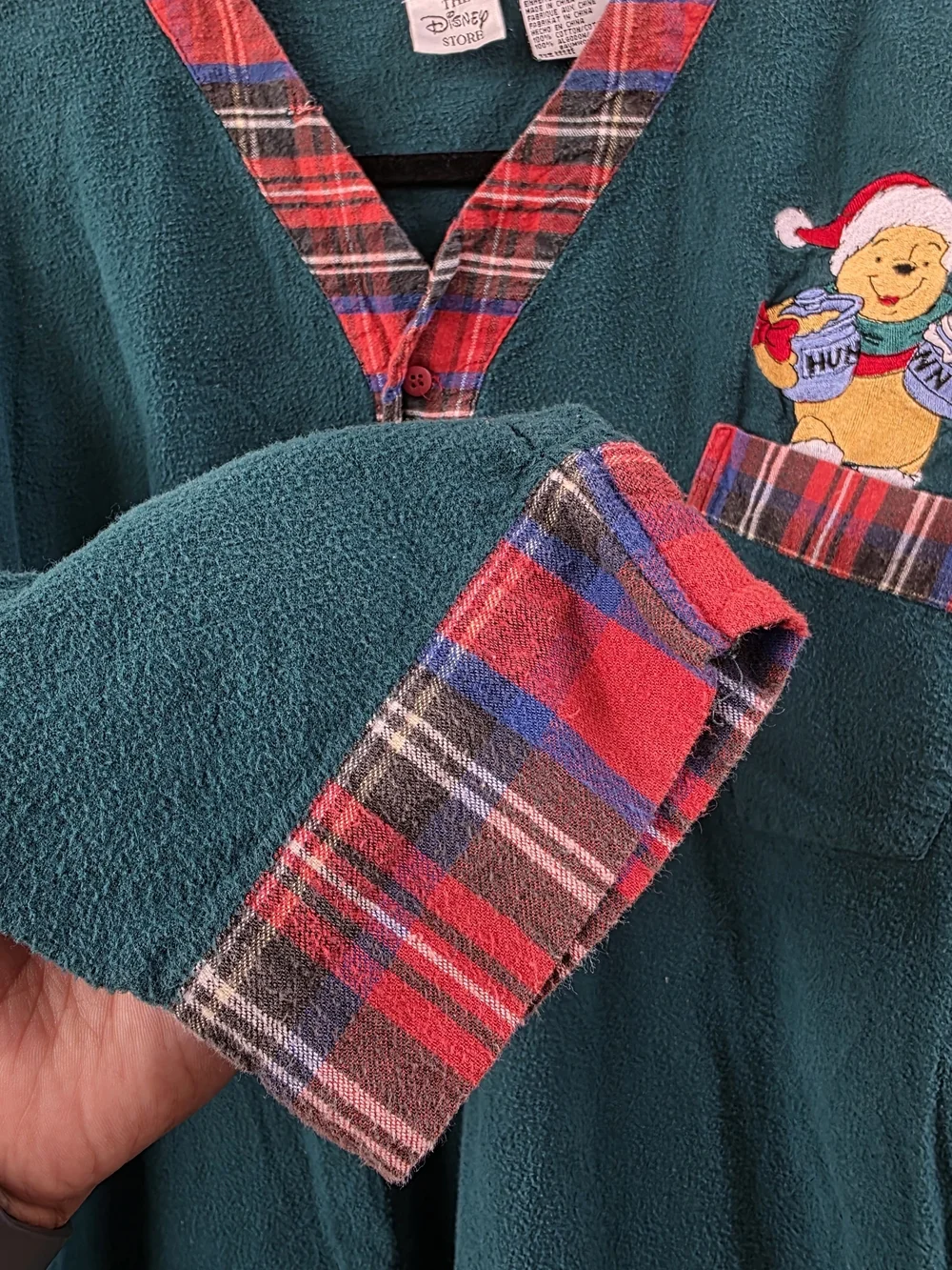 Vintage 90s Disney Store Winnie the Pooh Christmas Nightshirt Plaid-One Size - Picture 4 of 9